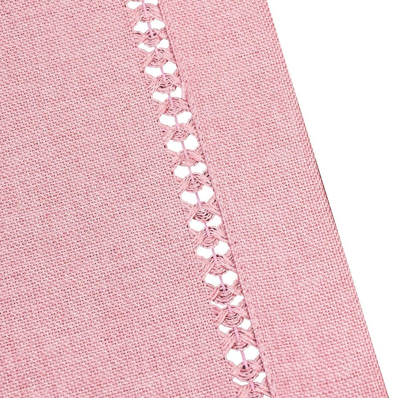 Grelucgo Handcrafted Solid Color Dining Table Runner, Dresser Scarf, Double-Hemstitched (Pink, 14 x 72) - Image 2